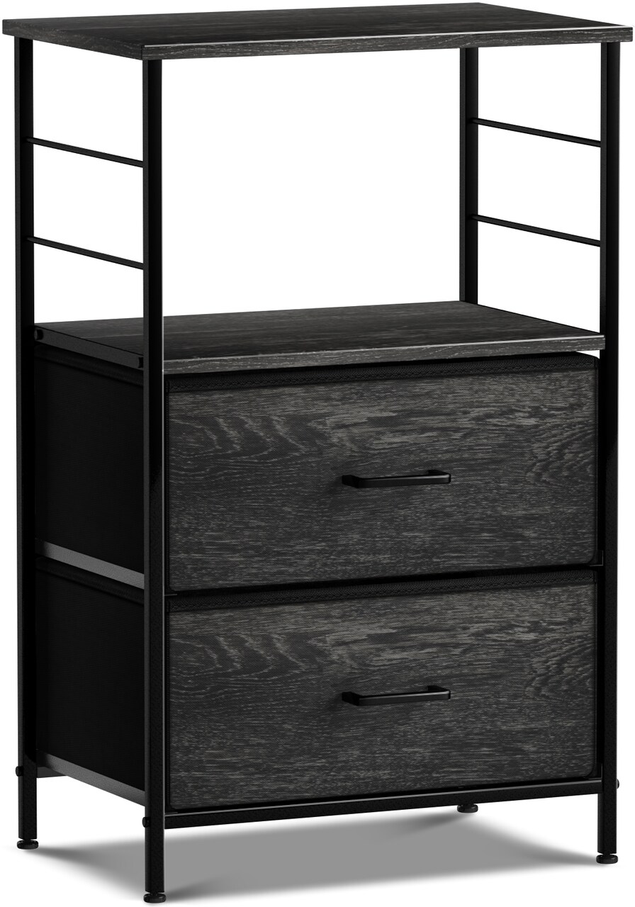Sorbus Nightstand 2-Drawer Shelf Storage - Bedside Furniture & End Table Chest Dresser with Steel Frame, Wood Top & Easy Pull Fabric Bins for Home, Bedroom, Closets, Bathroom, Office & College Dorm